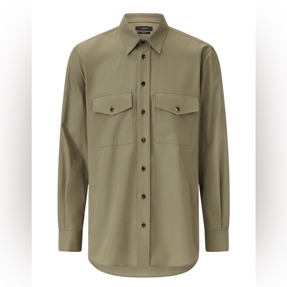 JOSEPH Men’s Relax Cotton Twill Utility Shirt Khaki Italy NWT Size 40 $695 - Picture 2 of 6